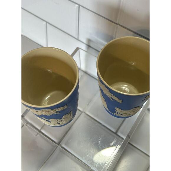 Copeland Spode SP293 Jasper Ware Blue Tumbler 4" Made In England. 2 Vintage Cup - Picture 6 of 13